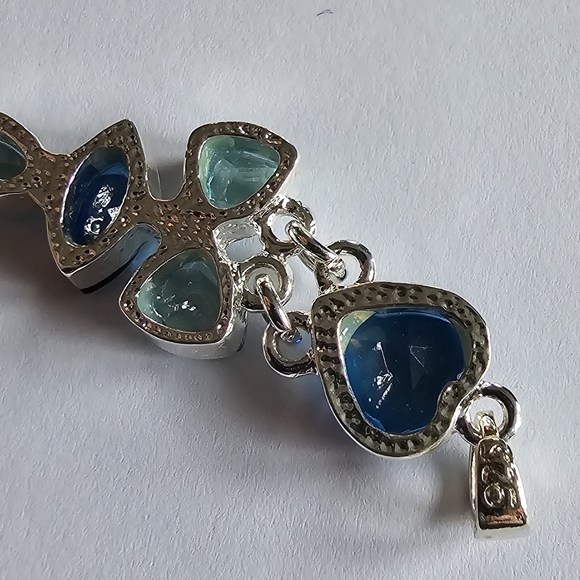 Blue heart pendant and silver tone - Picture 3 of 8